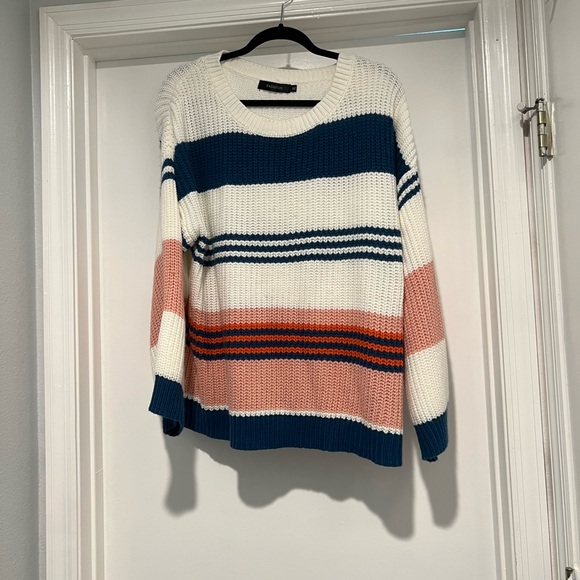 ZESICA Crew Neck Color Block Casual Loose Oversized Knitted Sweater XL Fall - Picture 2 of 7